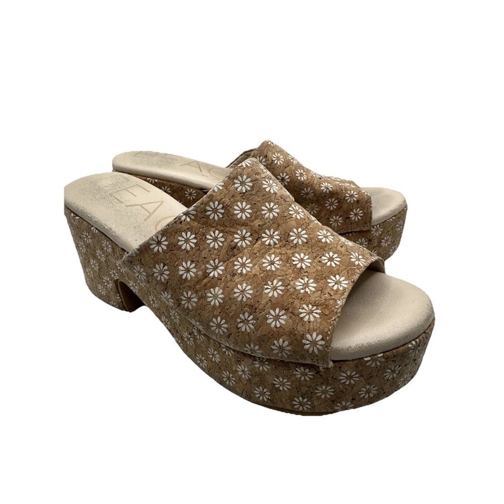 Beach By Matisse Tammy Wedge Sandal Platform Slide Size 9 M Daisy Cork Open Toe